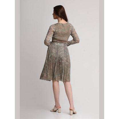 KOSWI Pearl Mouse Grey Abstract Print Skirt