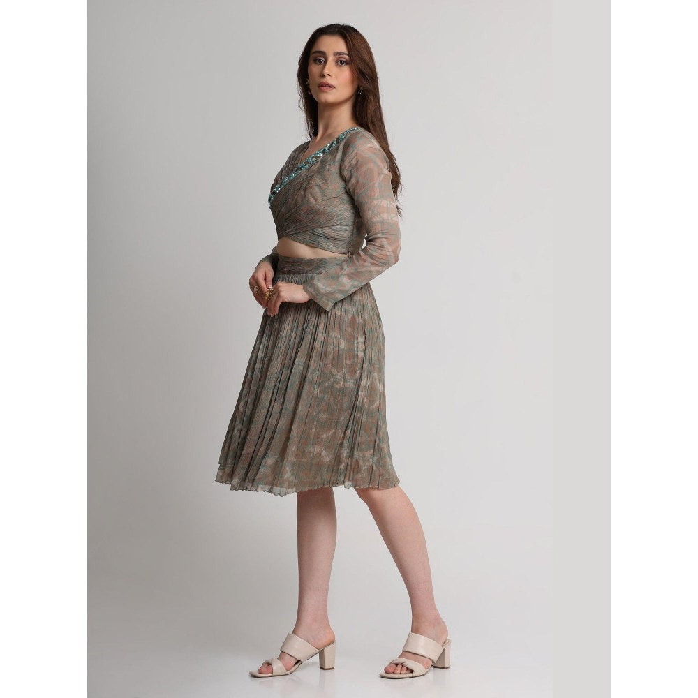 KOSWI Pearl Mouse Grey Abstract Print Skirt
