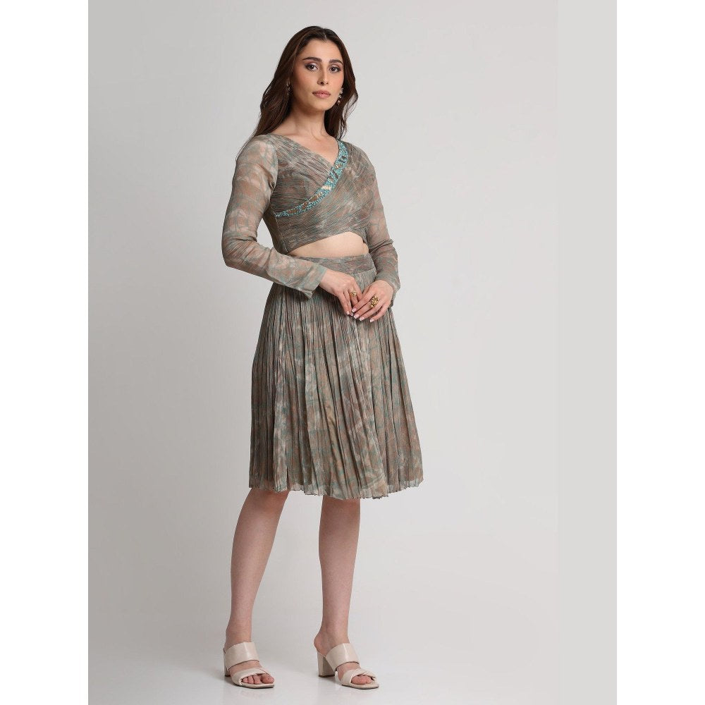 KOSWI Pearl Mouse Grey Abstract Print Skirt