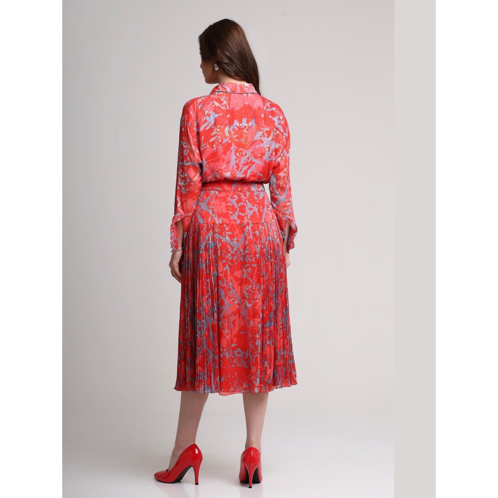 KOSWI Red Abstract Floral Print Skirt