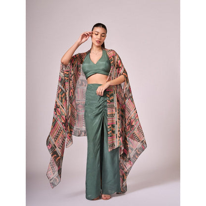 KOSWI Women Multi-Color Chinon Geometric Capes