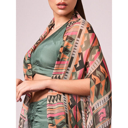 KOSWI Women Multi-Color Chinon Geometric Capes