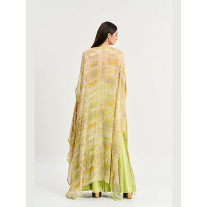 KOSWI Women Green Chinon Geometric Capes