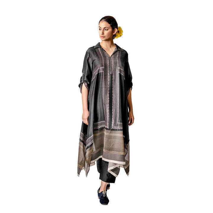 Krishna Mehta Black Hand Block Printed Tunic