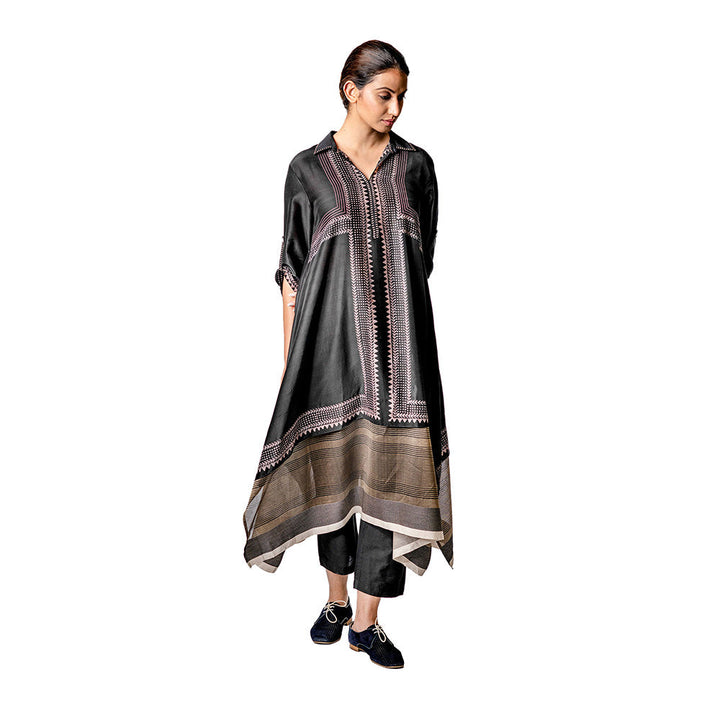 Krishna Mehta Black Hand Block Printed Tunic