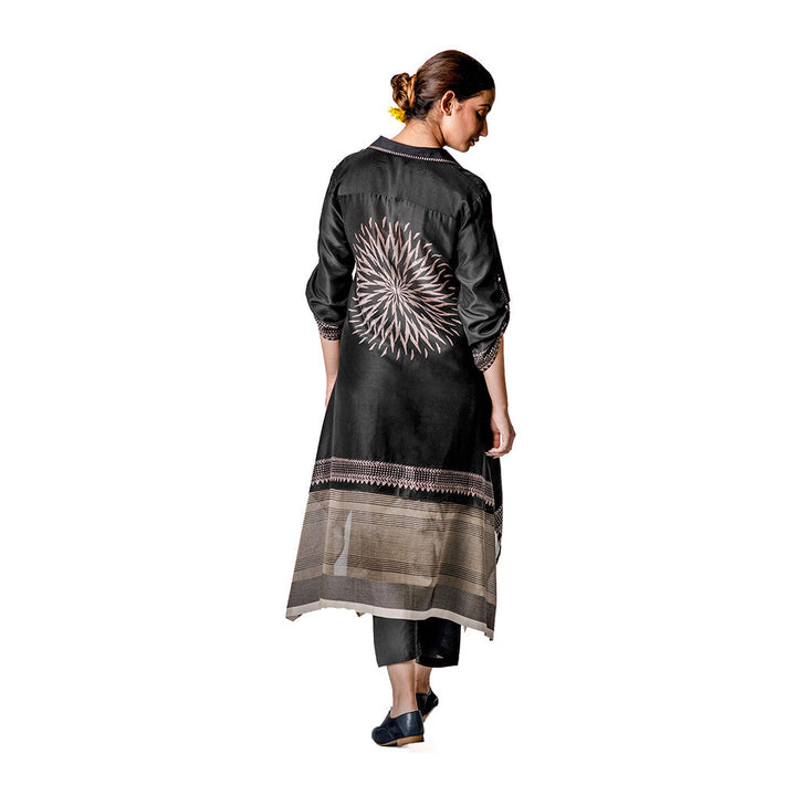 Krishna Mehta Black Hand Block Printed Tunic