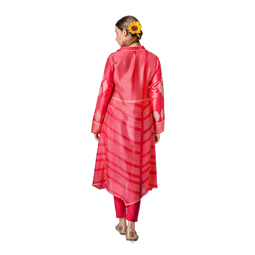 Krishna Mehta Red Polka Dot Block Print Tunic