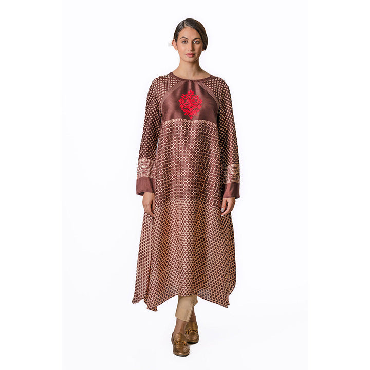 Krishna Mehta Choco Geometric Block Print Tunic