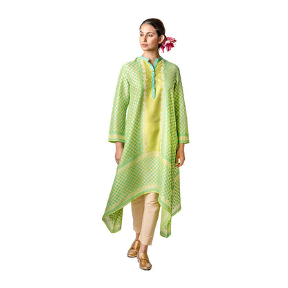 Krishna Mehta Lime Asymmetric Tunic