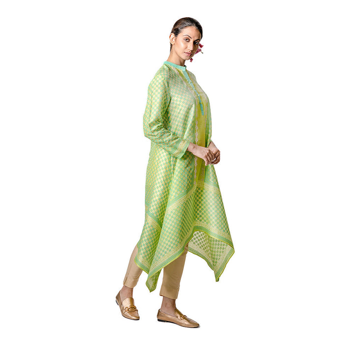 Krishna Mehta Lime Asymmetric Tunic