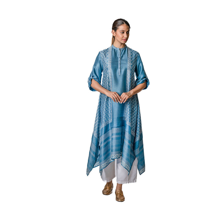 Krishna Mehta Sky Blue Asymmetric Tunic