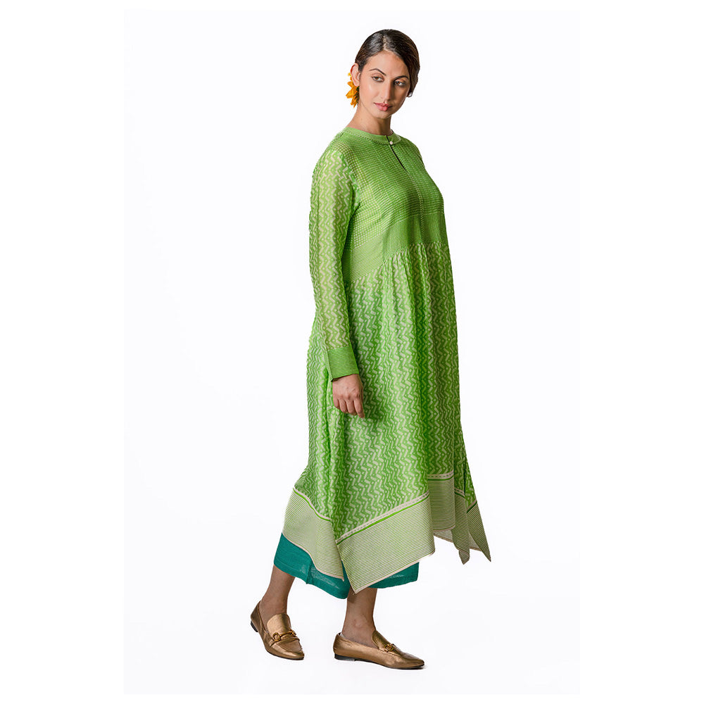 Krishna Mehta Green Asymmetric Chanderi Tunic