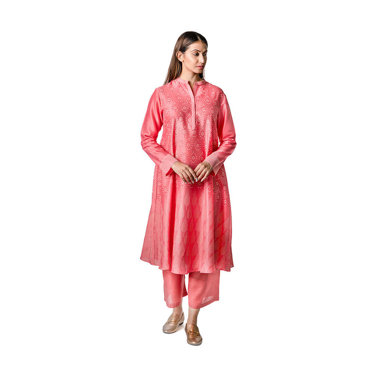 Krishna Mehta Pink Chanderi Floral Print Tunic