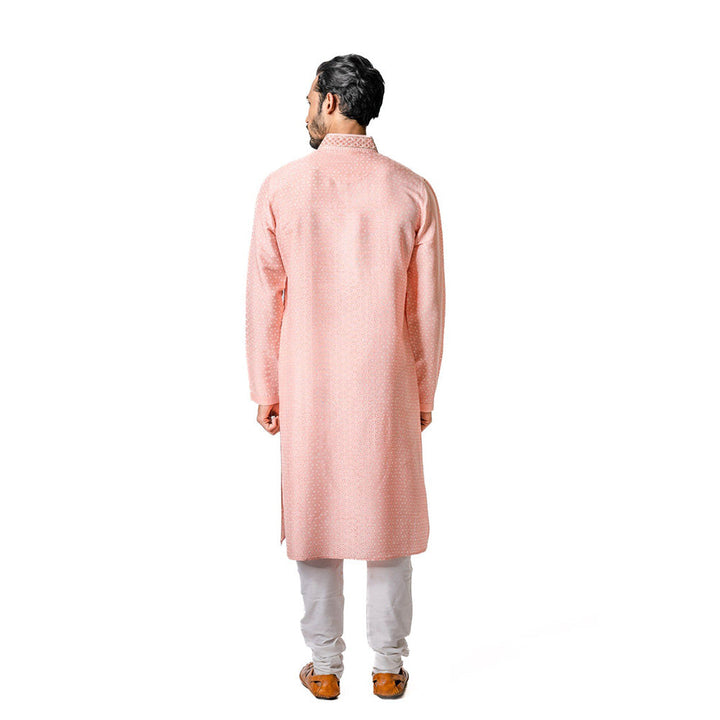 Krishna Mehta Peach Hand Block Printed Kurta (Set of 2)