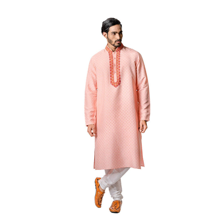 Krishna Mehta Pink Hand Block Printed Kurta (Set of 2)