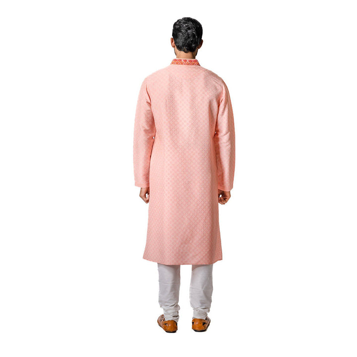 Krishna Mehta Pink Hand Block Printed Kurta (Set of 2)