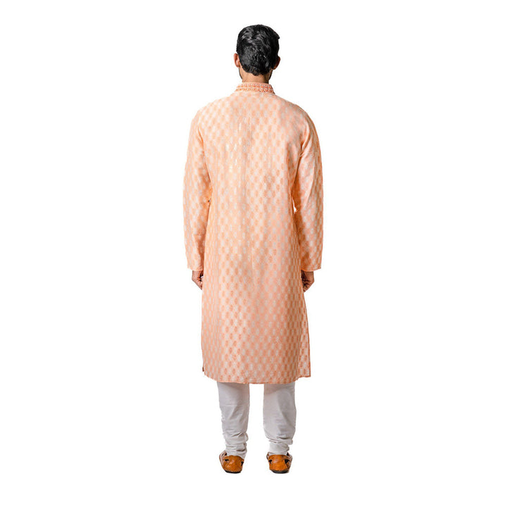 Krishna Mehta Peach Hand Block Printed Kurta (Set of 2)