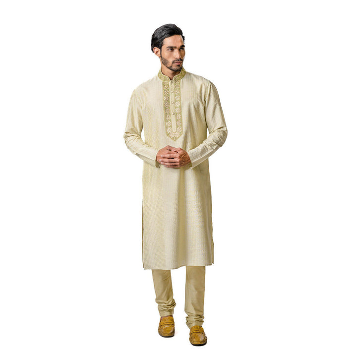 Krishna Mehta Pista Block Print Kurta (Set of 2)