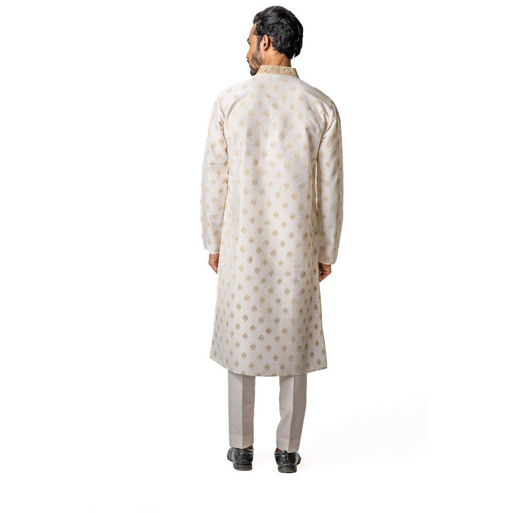 Krishna Mehta Off White Printed Kurta (Set of 2)