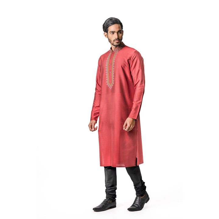 Krishna Mehta Maroon Hand Embroidered Kurta (Set of 2)