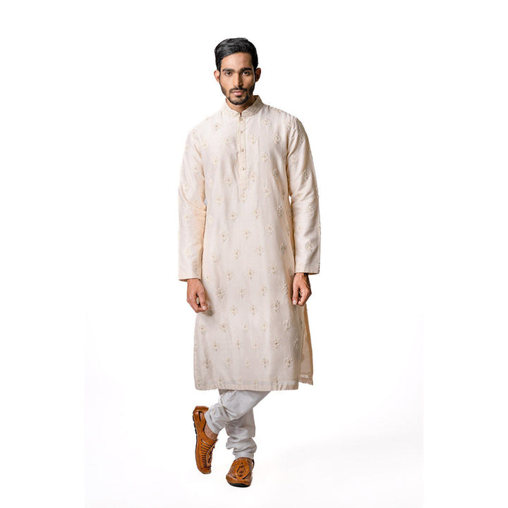 Krishna Mehta Cream Hand Embroidered Kurta (Set of 2)