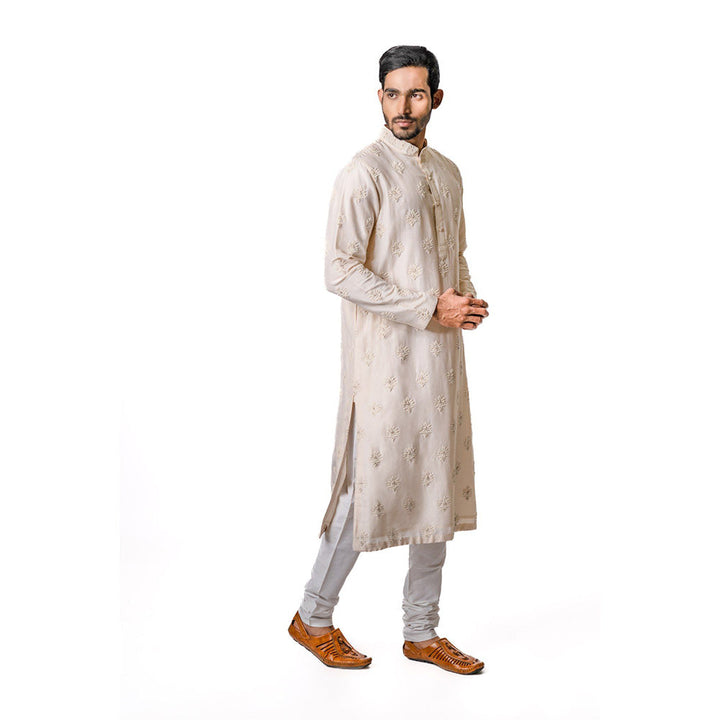 Krishna Mehta Cream Hand Embroidered Kurta (Set of 2)