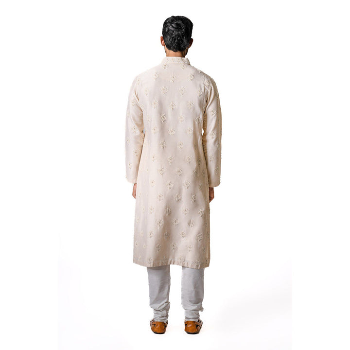 Krishna Mehta Cream Hand Embroidered Kurta (Set of 2)