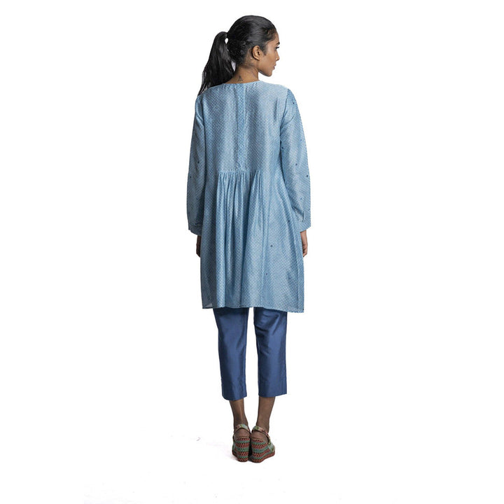 Krishna Mehta Sky Blue Chanderi Printed Tunic (Set of 2)