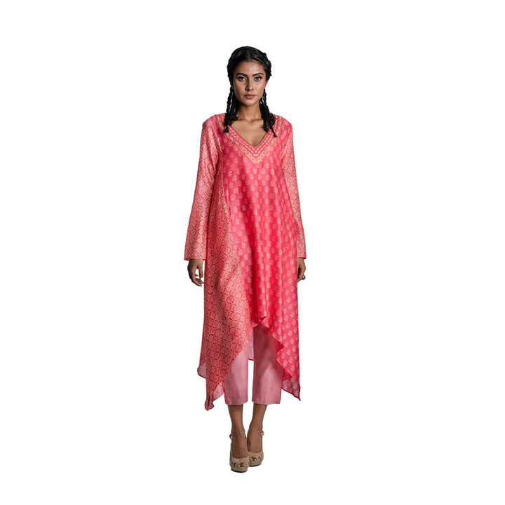 Krishna Mehta Pink Chanderi Kurta (Set of 2)