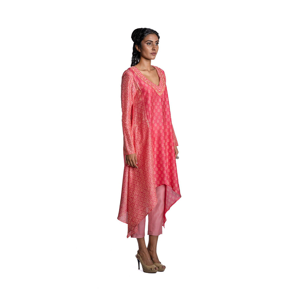 Krishna Mehta Pink Chanderi Kurta (Set of 2)