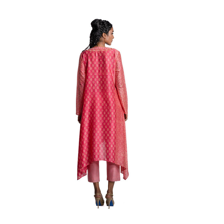 Krishna Mehta Pink Chanderi Kurta (Set of 2)