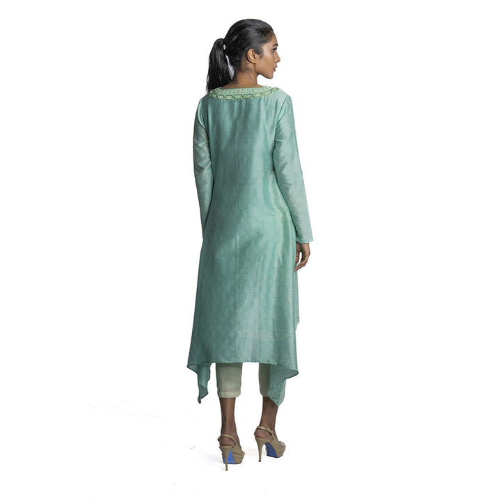 Krishna Mehta Light Green Chanderi Kurta (Set of 2)