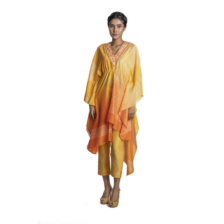 Krishna Mehta Multi-Color Printed Asymmetric Kaftan (Set of 2)