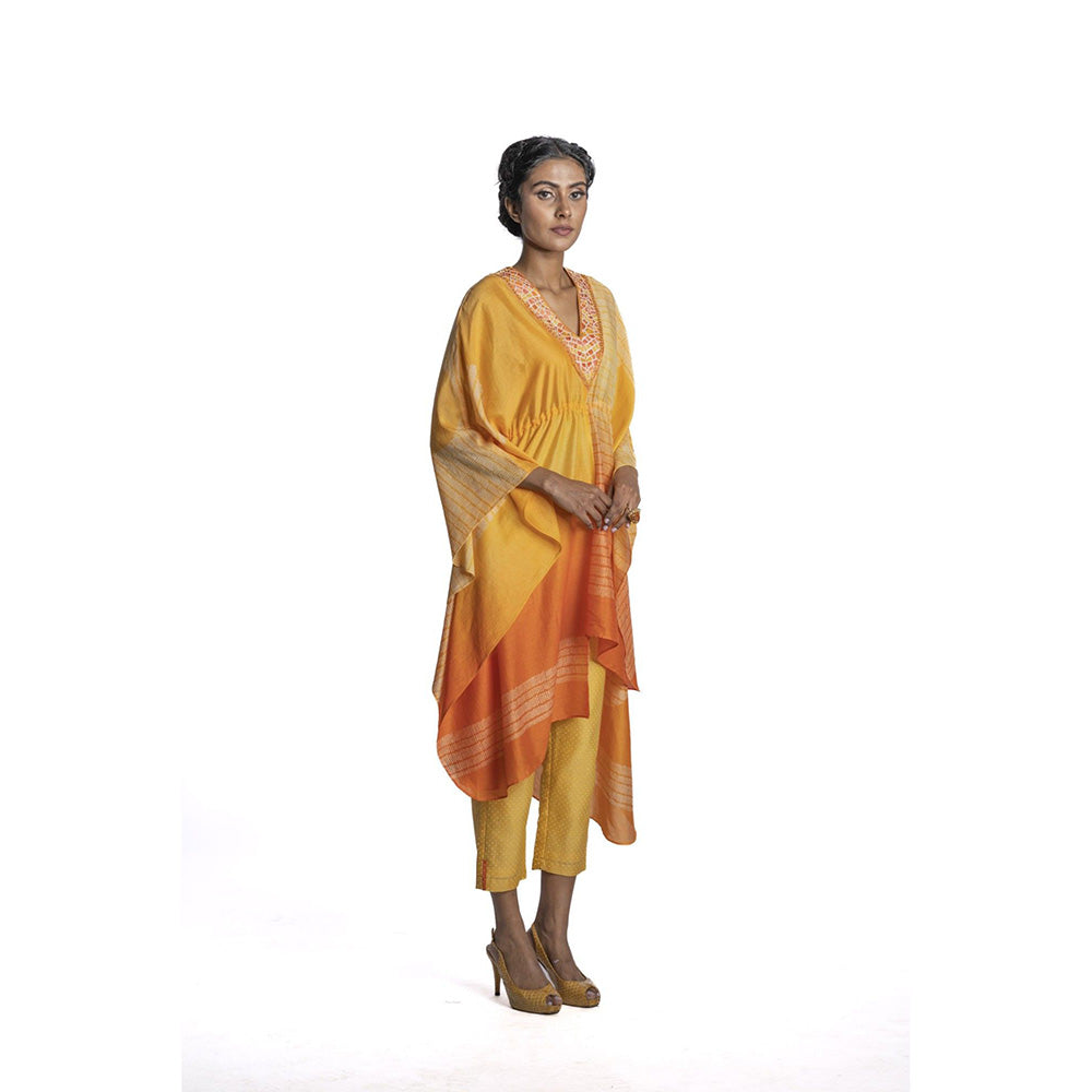 Krishna Mehta Multi-Color Printed Asymmetric Kaftan (Set of 2)