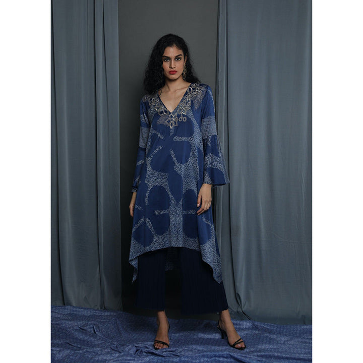 Krishna Mehta Blue Printed Kurta