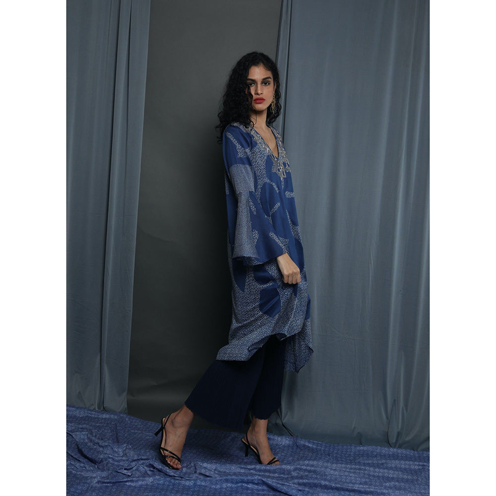 Krishna Mehta Blue Printed Kurta