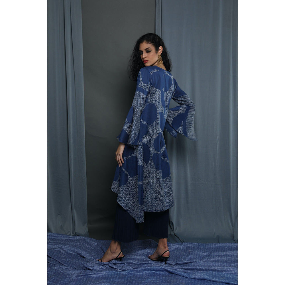 Krishna Mehta Blue Printed Kurta