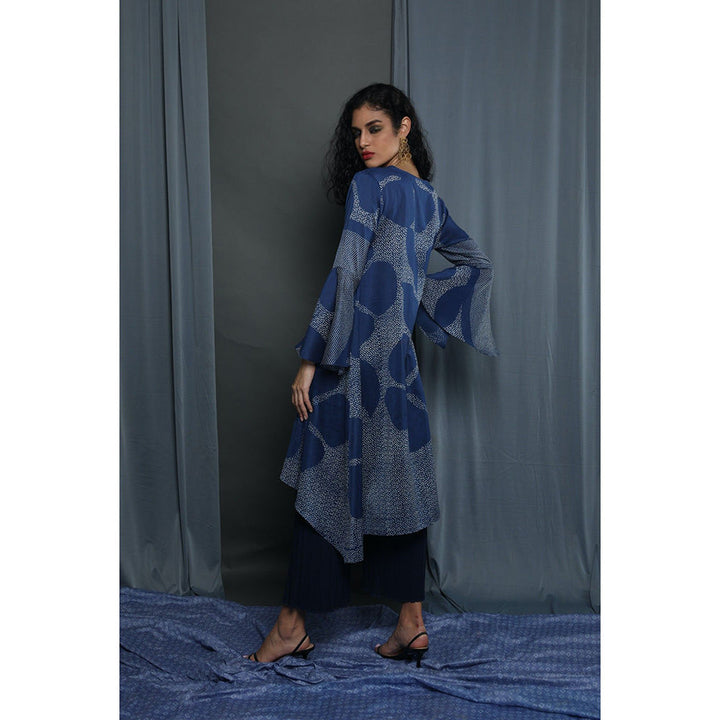 Krishna Mehta Blue Printed Kurta