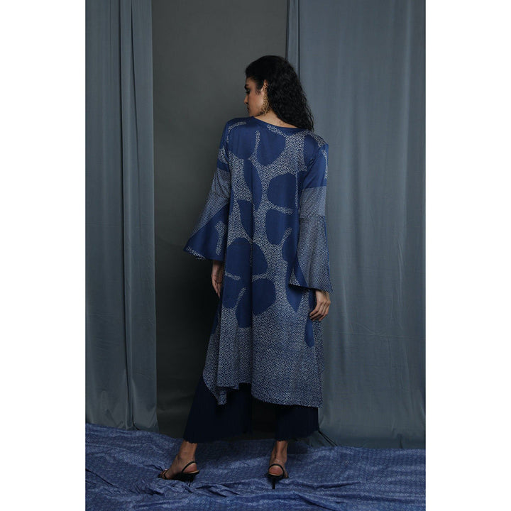 Krishna Mehta Blue Printed Kurta