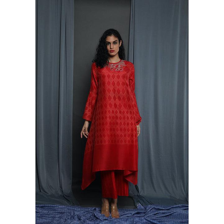 Krishna Mehta Red Printed Kurta