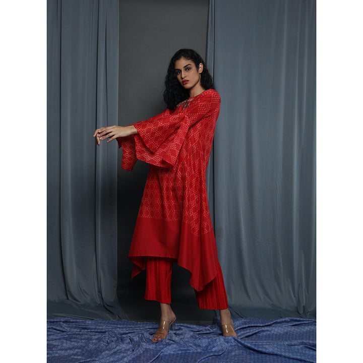 Krishna Mehta Red Printed Kurta