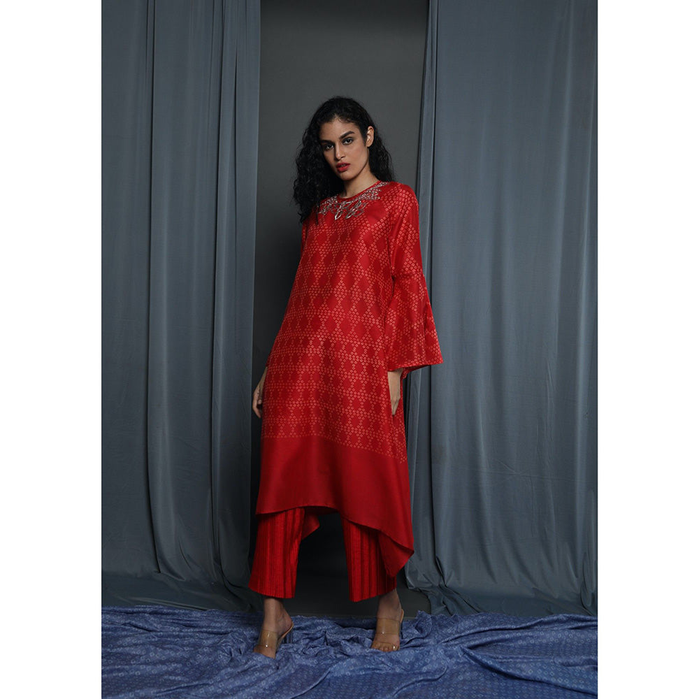 Krishna Mehta Red Printed Kurta