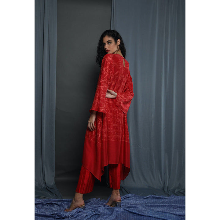 Krishna Mehta Red Printed Kurta