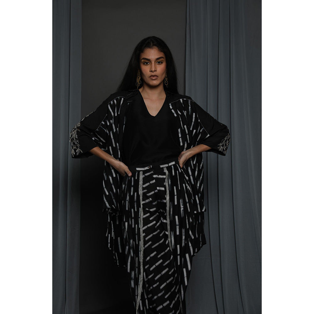 Krishna Mehta Black Printed Jacket