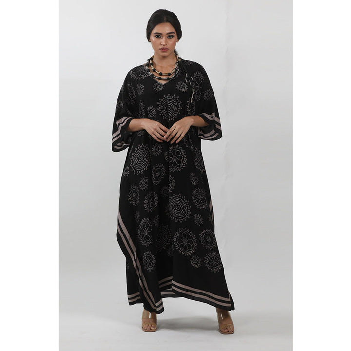 Krishna Mehta Black Ethnic Printed Kaftan