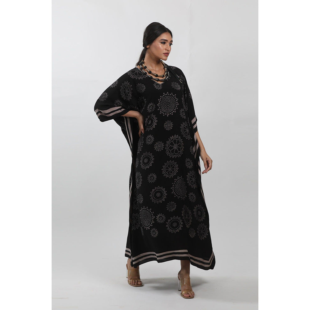 Krishna Mehta Black Ethnic Printed Kaftan