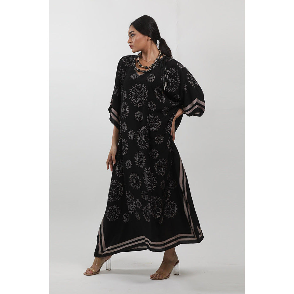 Krishna Mehta Black Ethnic Printed Kaftan