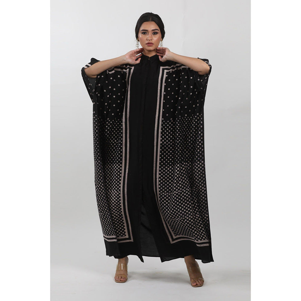 Krishna Mehta Black Polka Dots Printed Kaftan