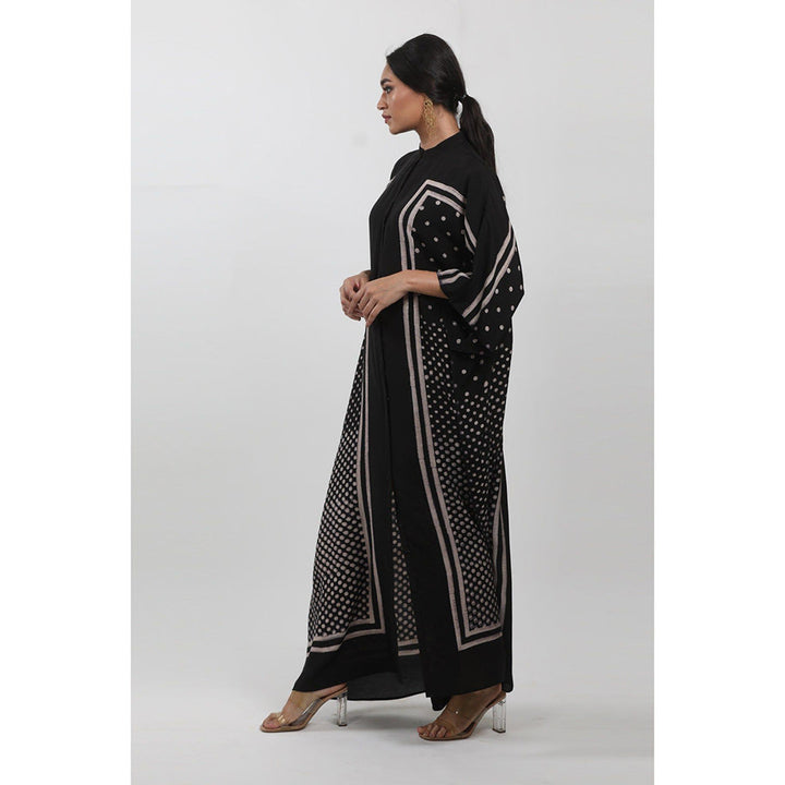 Krishna Mehta Black Polka Dots Printed Kaftan