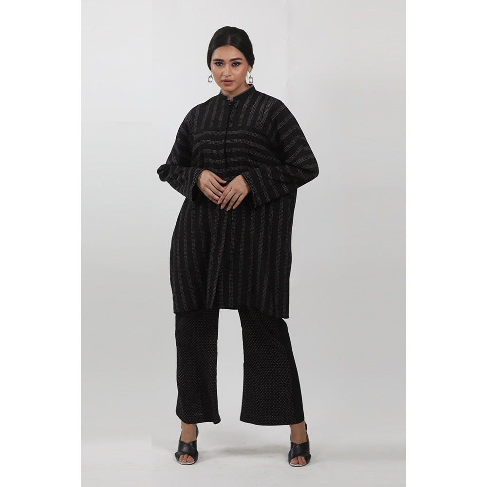 Krishna Mehta Black Printed Bell Bottom Pant